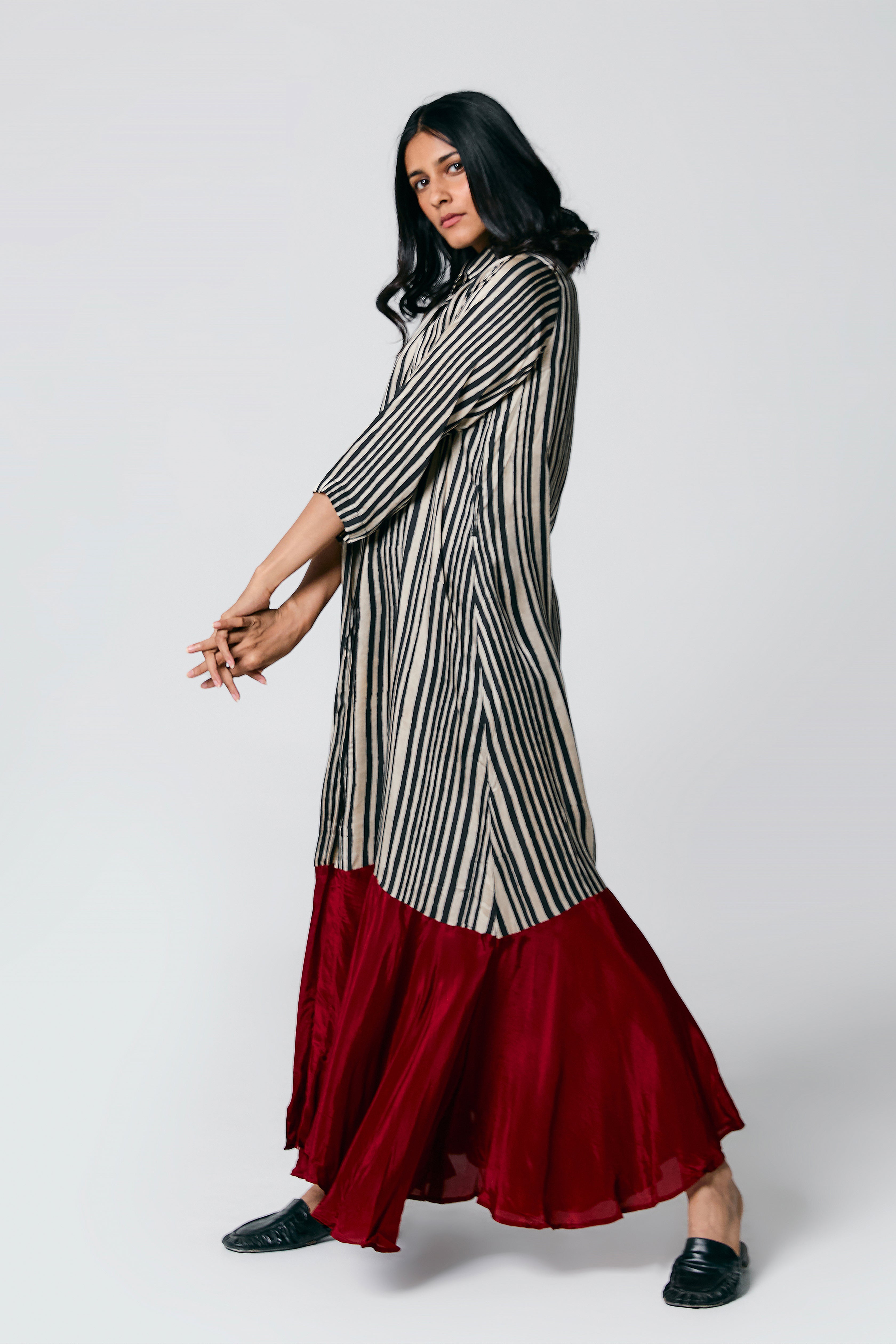Stripes dress with belt