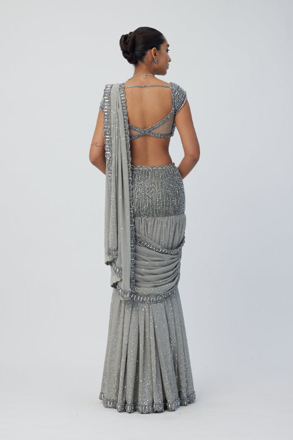 Crystal Grey Sequins Embroidered Lehenga Set