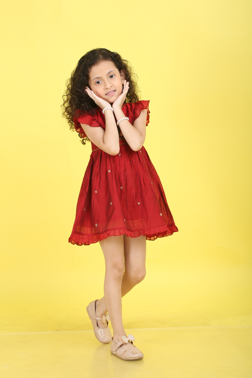 MAROON PICHWAI DRESS