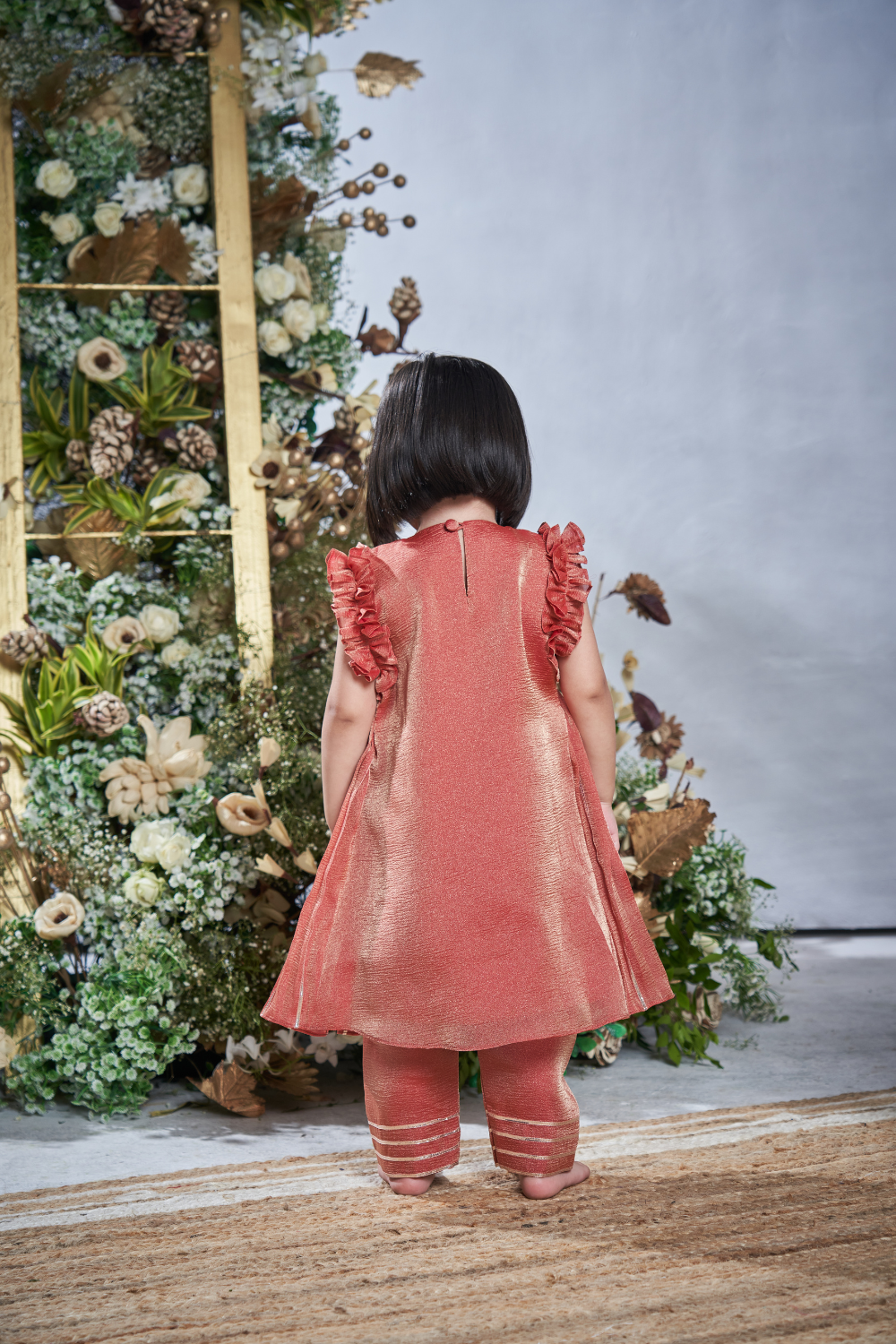 RUST TISSUE ANARKALI SET