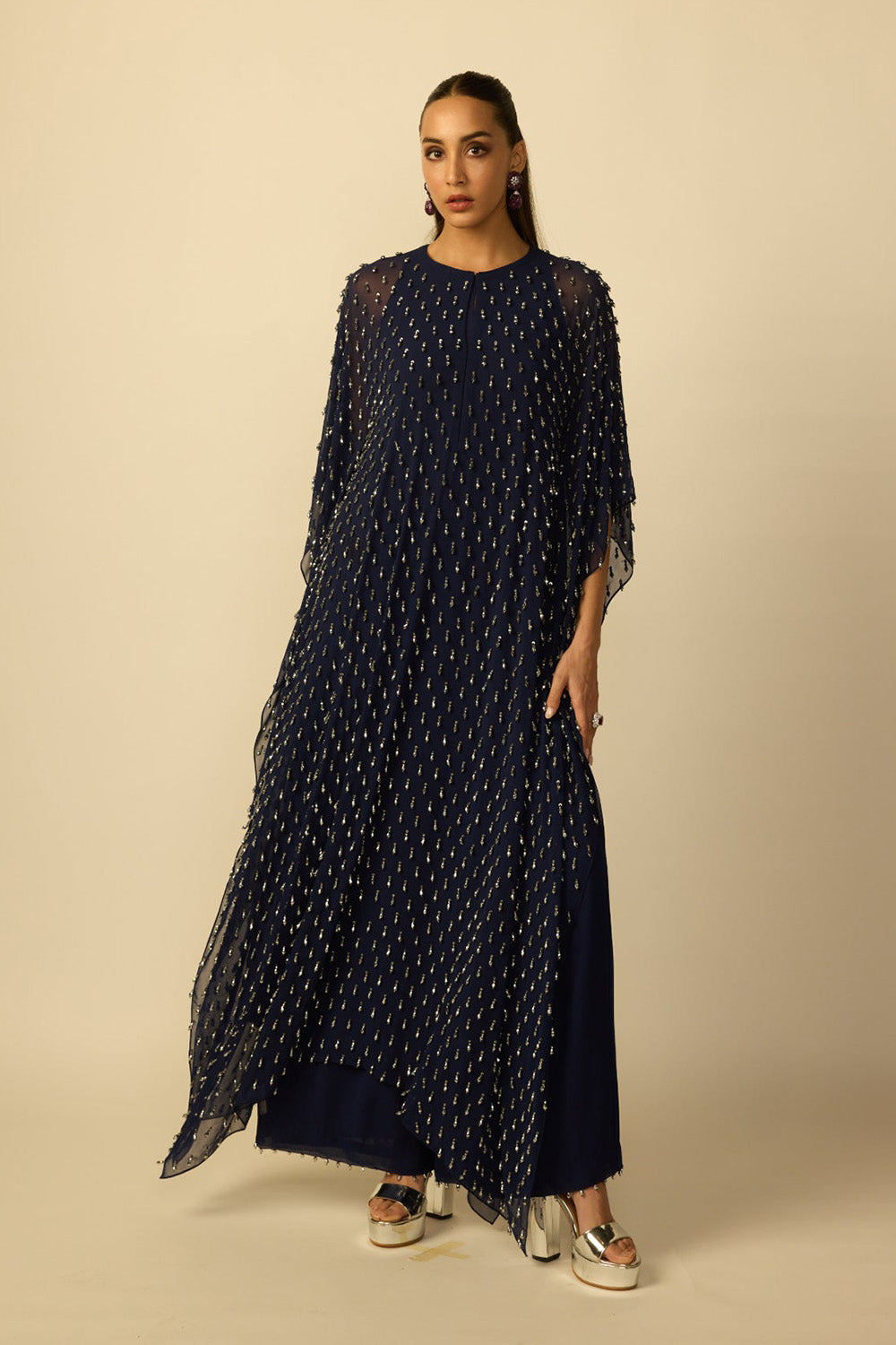 Deep Blue Silver Drop Kaftan