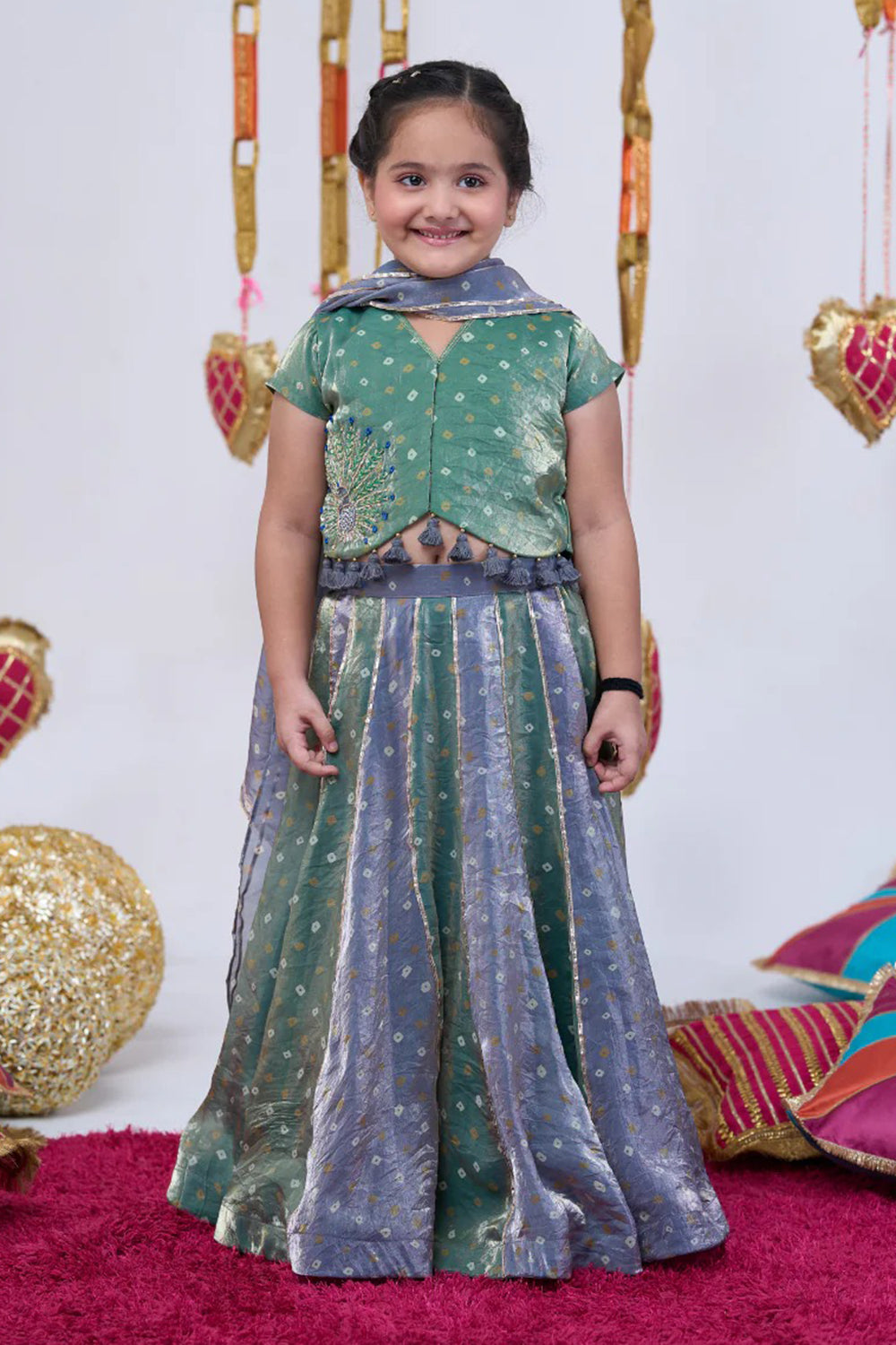 PEACOCK BANDHANI LEHENGA SET