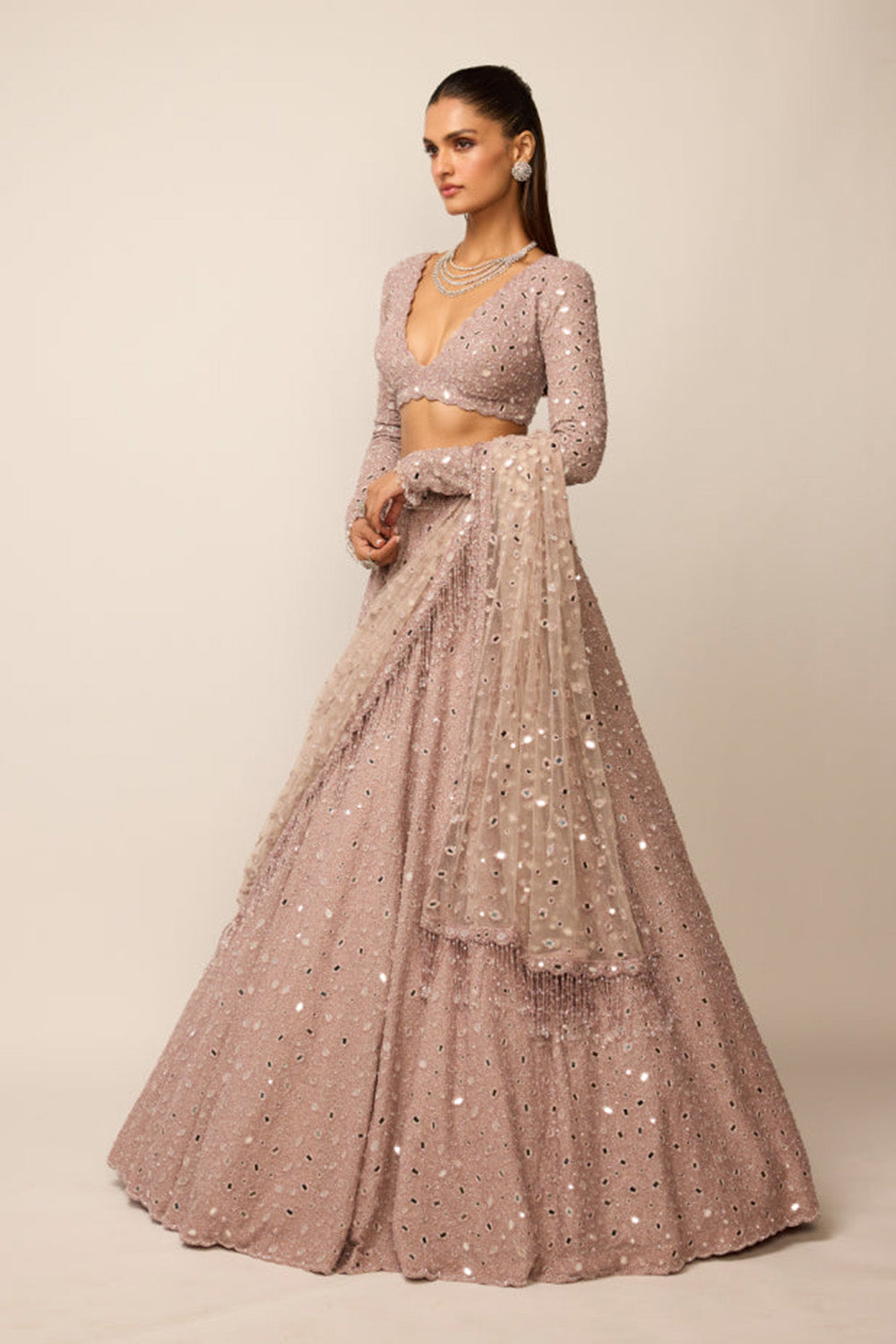 Ash Pink Lehenga Set