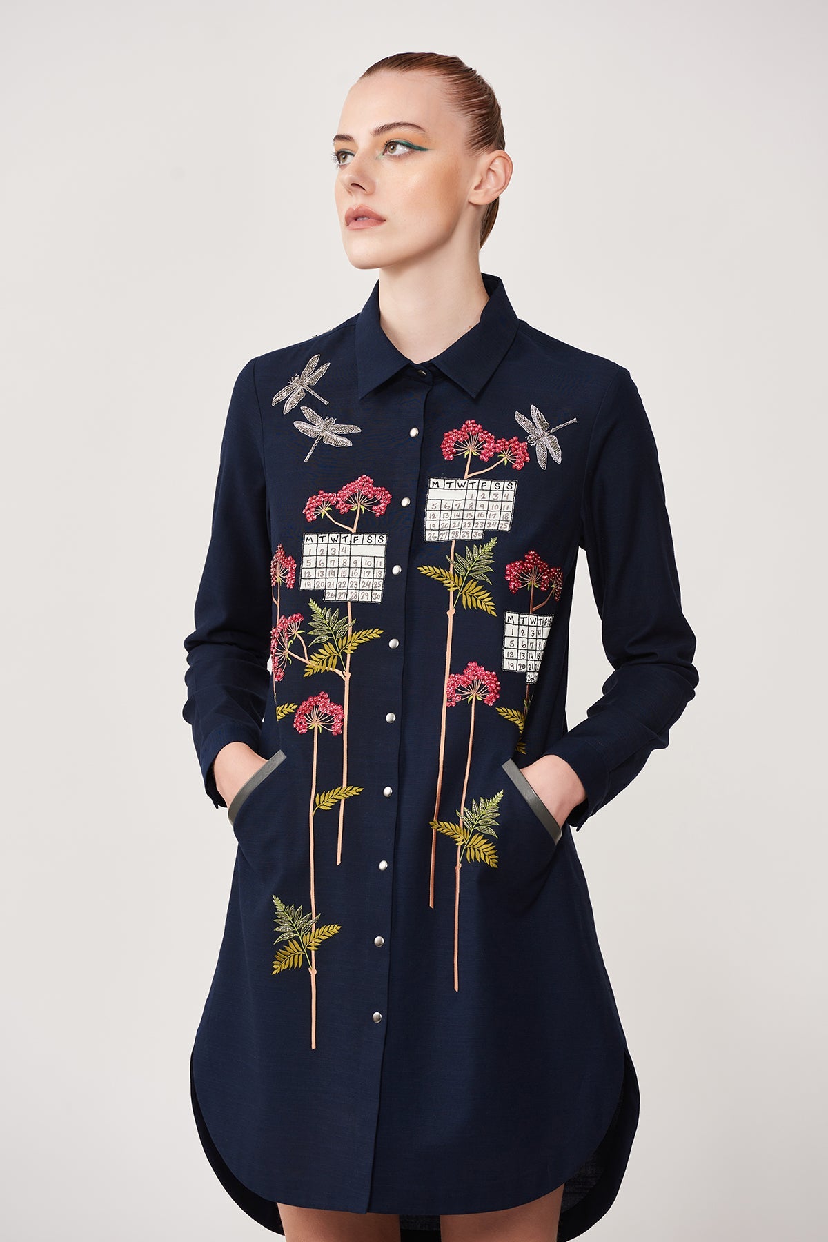 Calender High Low Shirt Dress