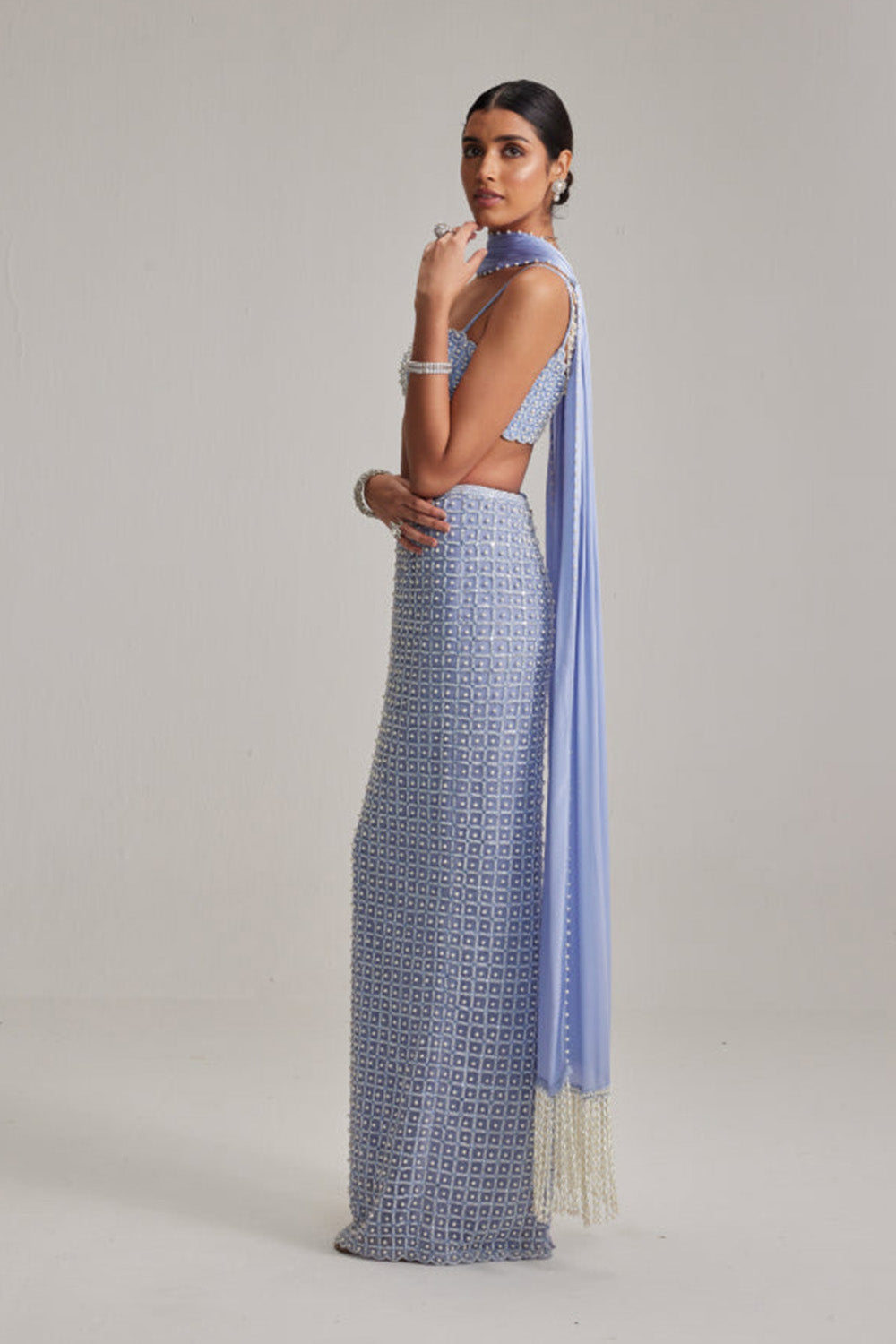 Dew Blue Pencil Skirt Set