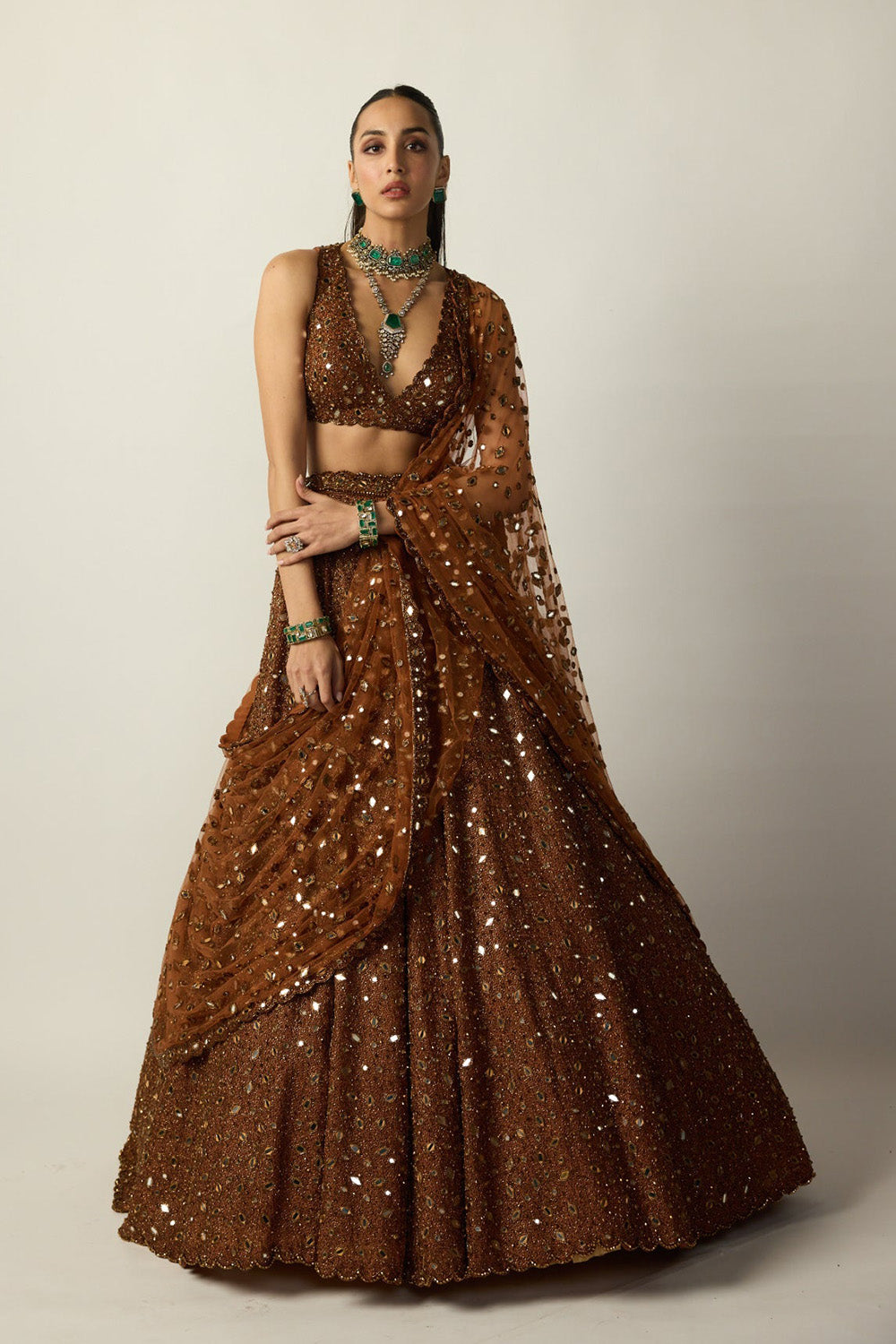 Metallic Copper Lehenga Set