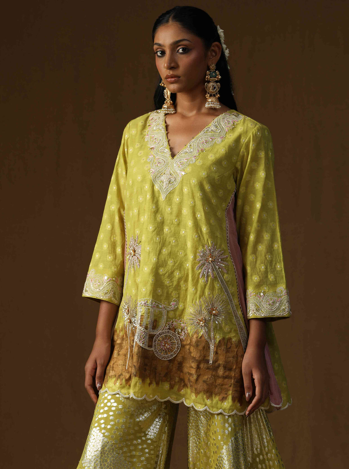 Noor Gul lime  Sharara Set