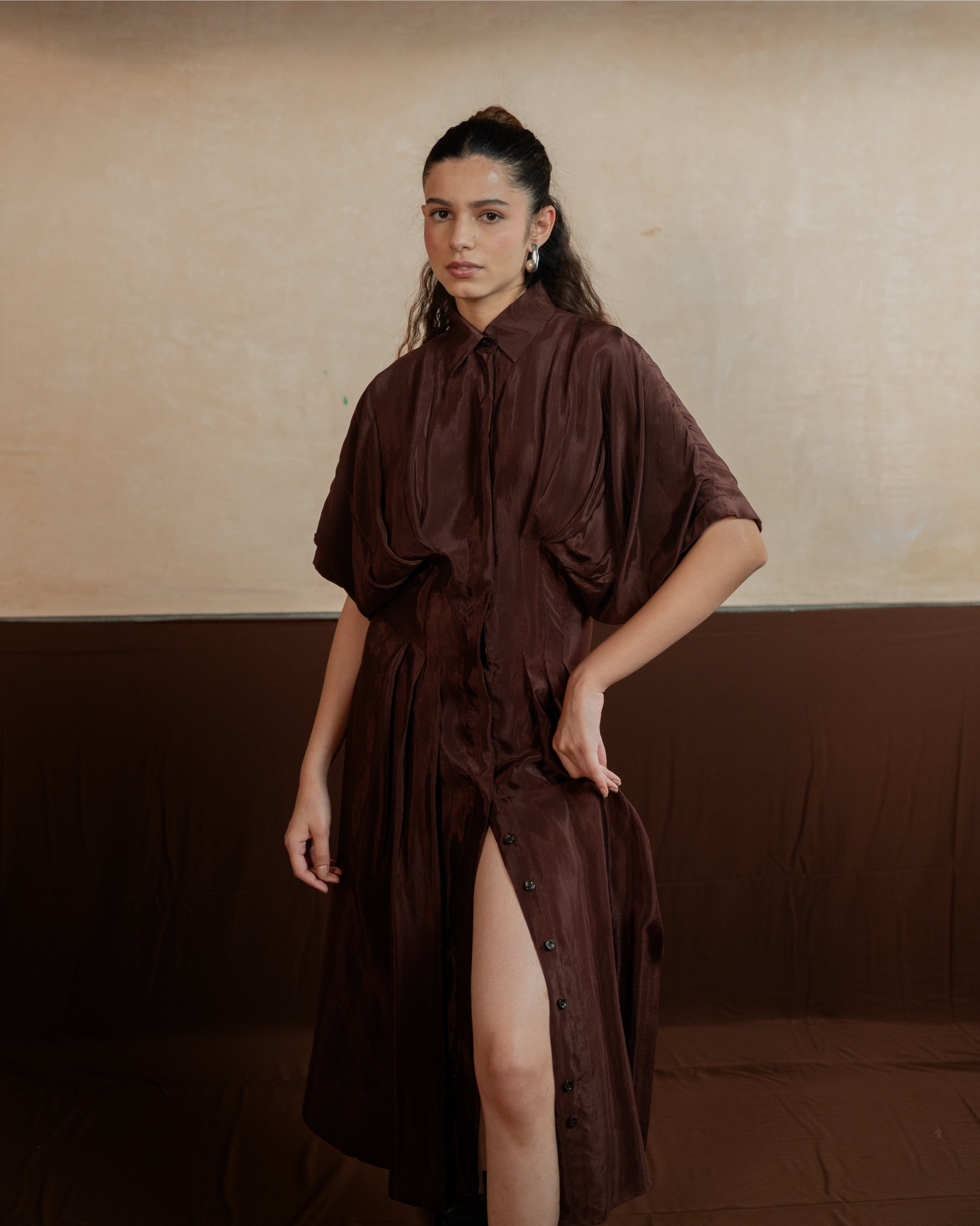 Pleated Shirt Dress