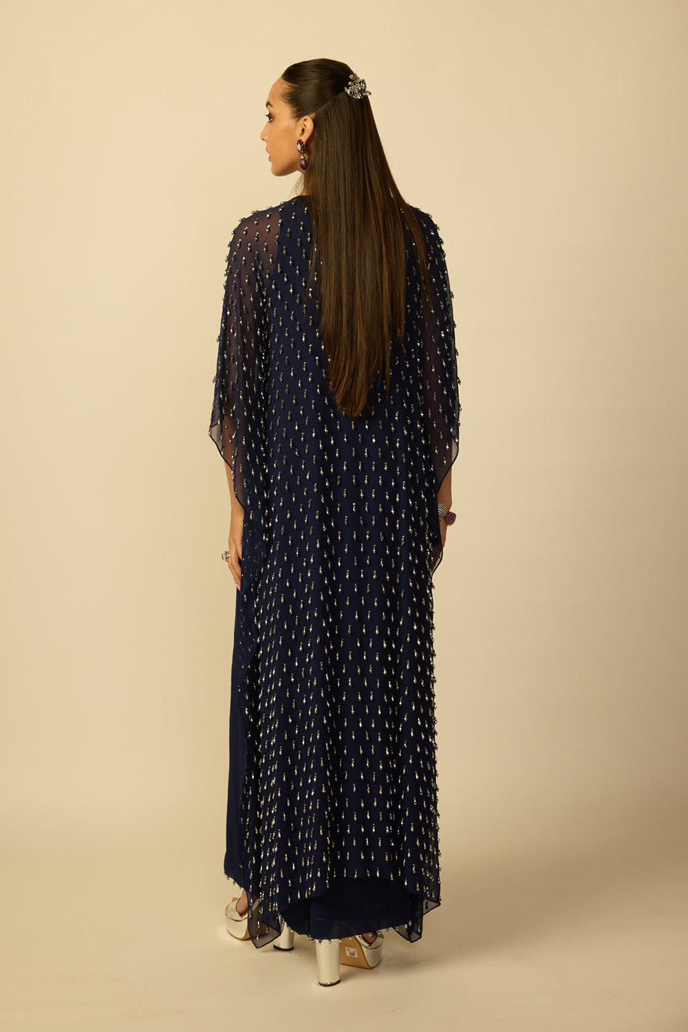Deep Blue Silver Drop Kaftan