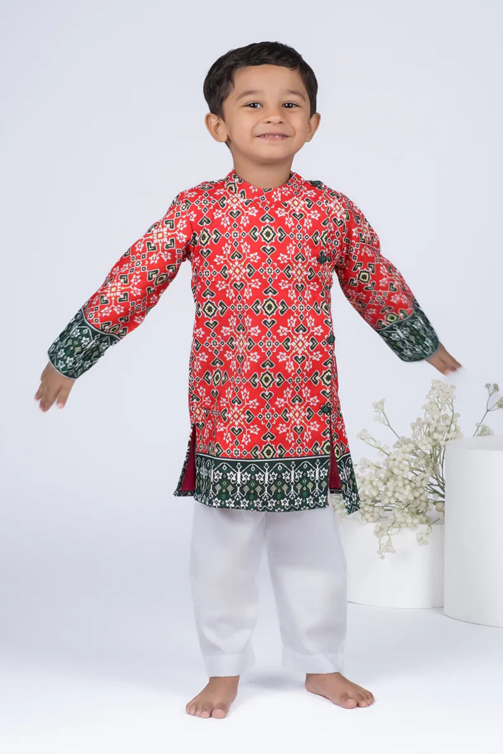 RED PATOLA KURTA SET