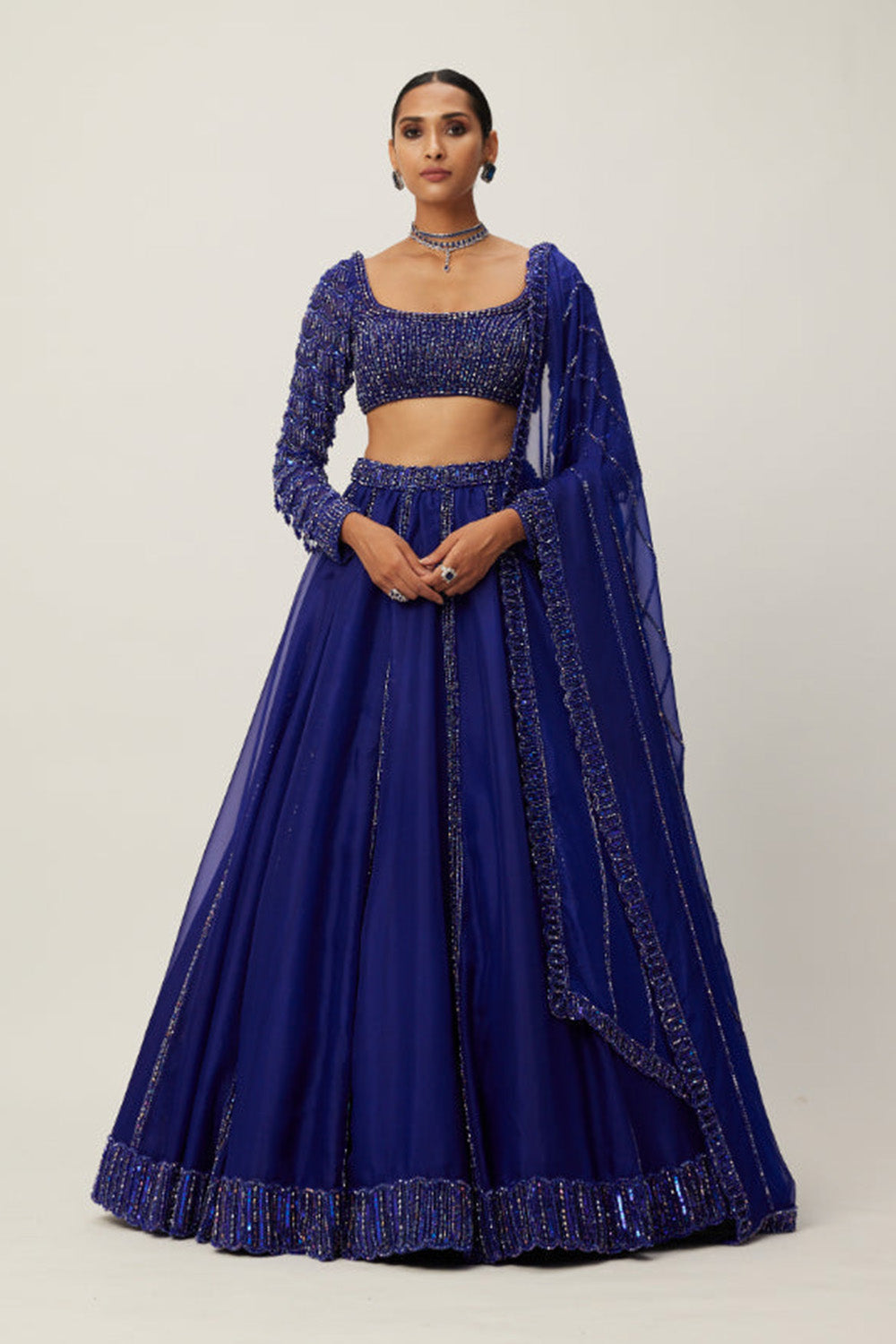 Cocktail Blue Organza Lehenga Set