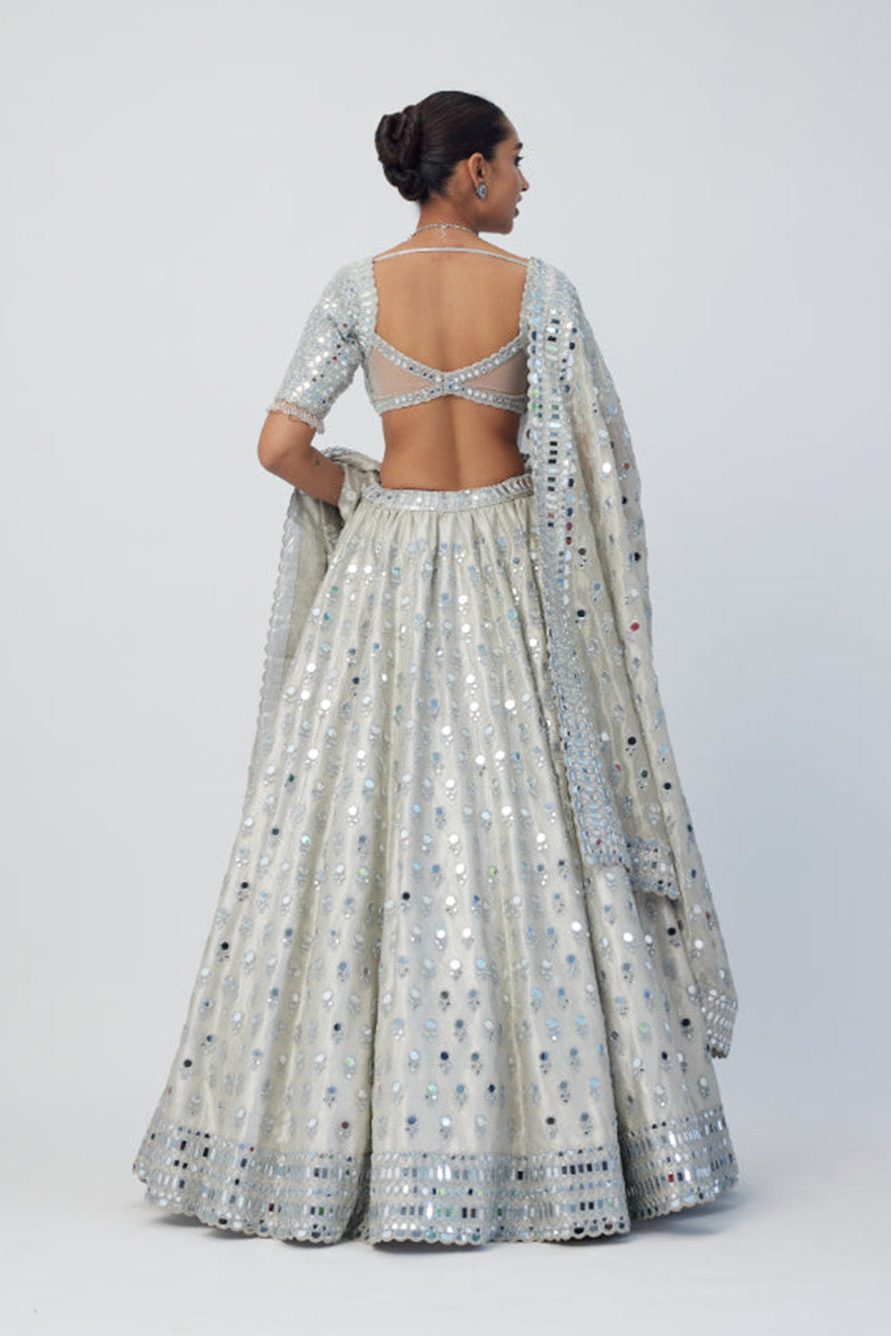 Silver Shimmer Organza  Lehenga Set