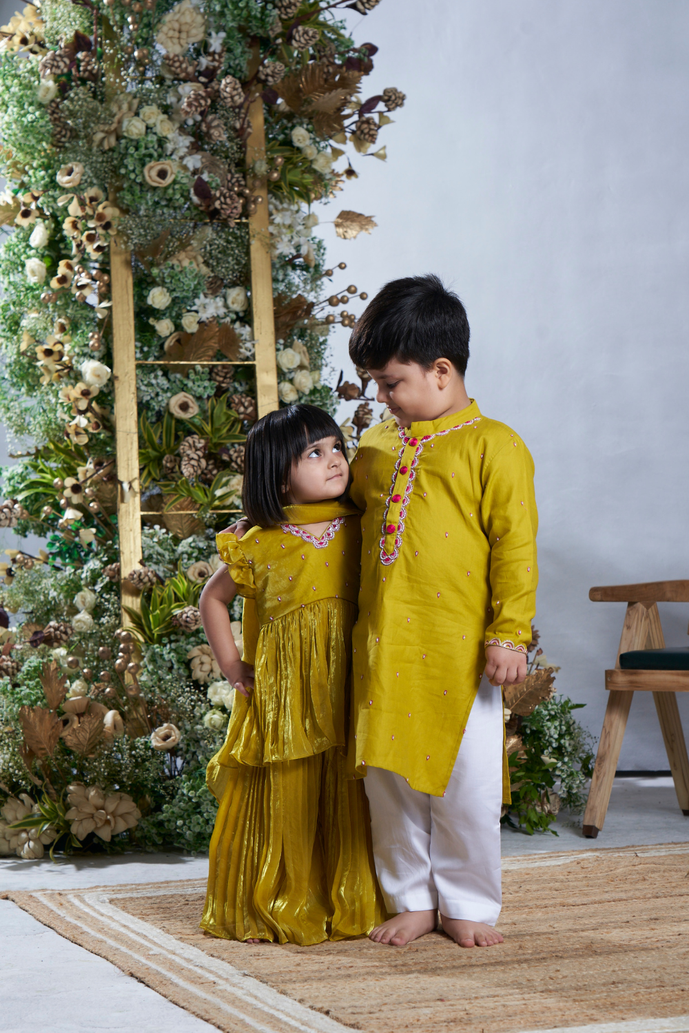 YELLOW PINK KURTA SET