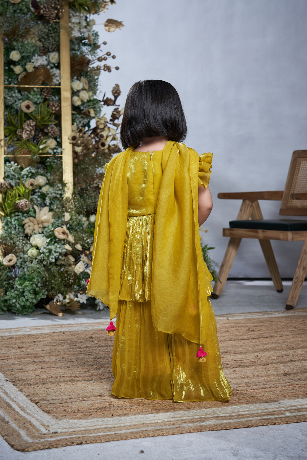 YELLOW PINK SHARARA SET