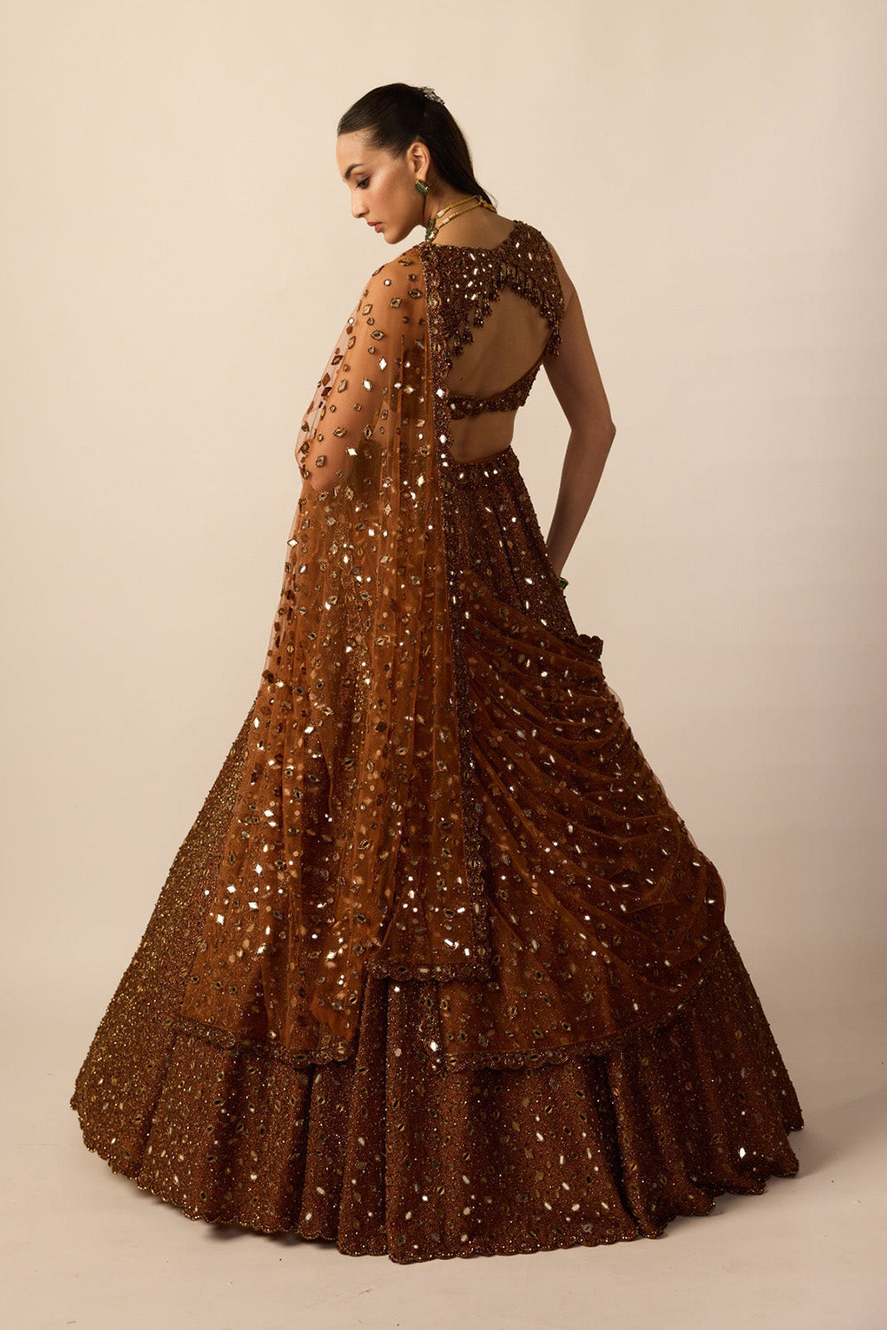 Metallic Copper Lehenga Set