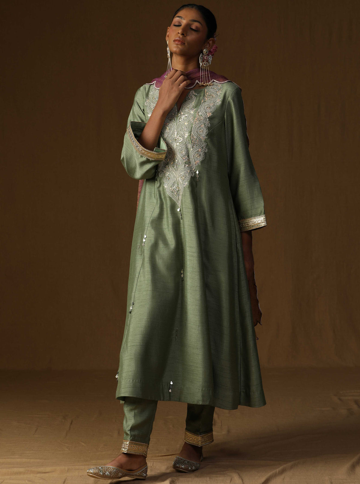 Madhavi  Dhani Embroidered Suit Set
