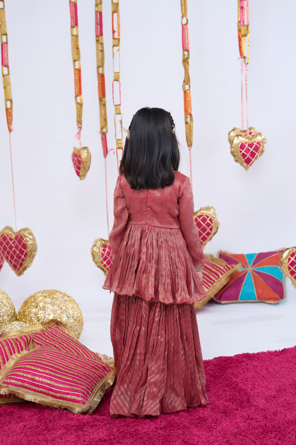 RUST DOUBLE YOKE SHARARA SET