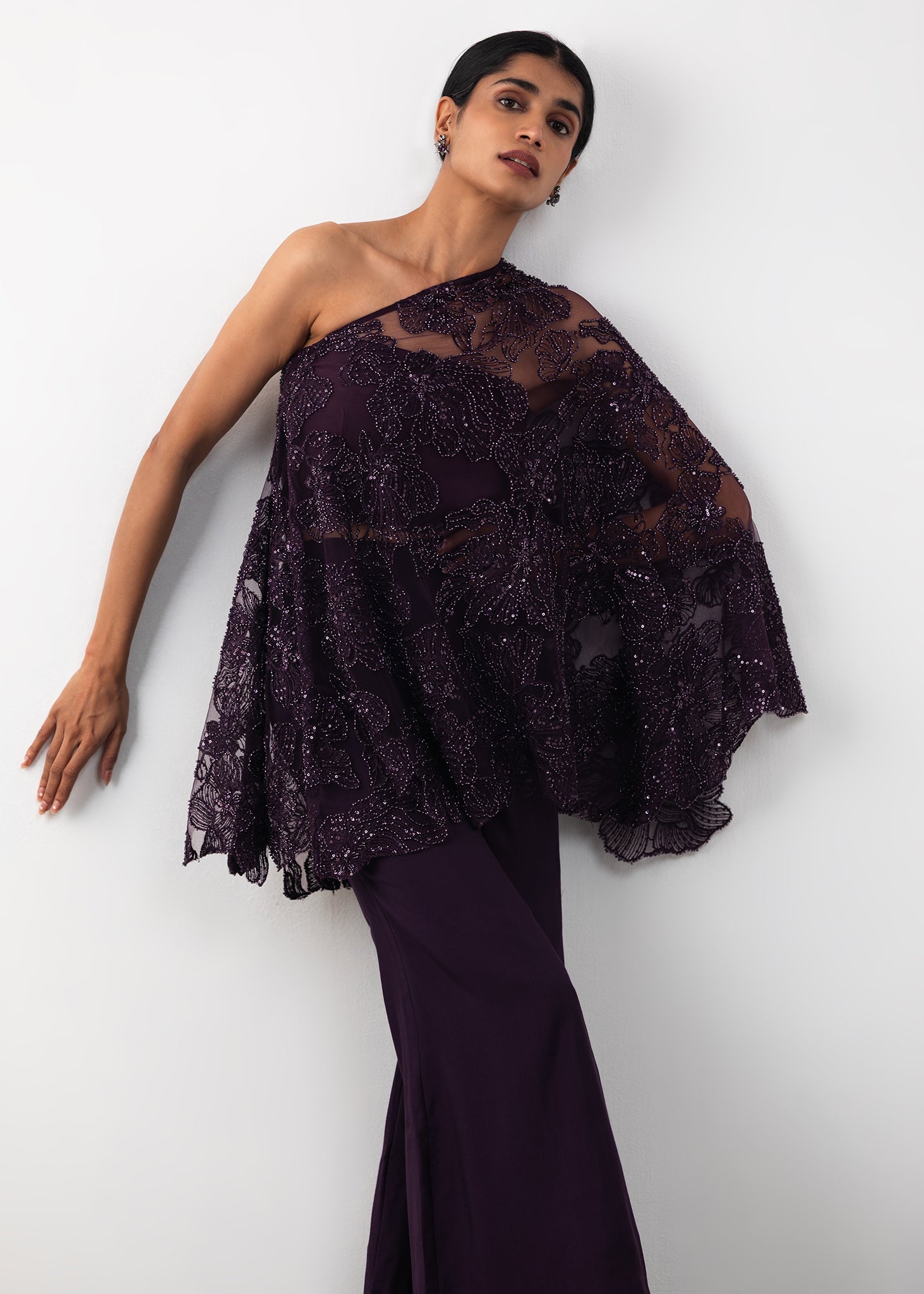 Embroidered One Shoulder Coord