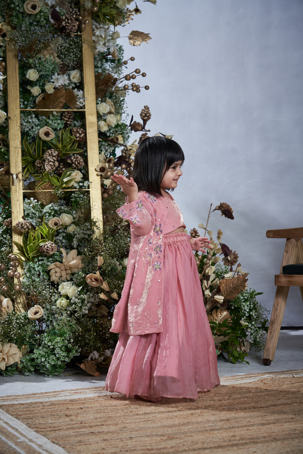 BABY PINK HAND EMBROIDERED JACKET LEHENGA SET