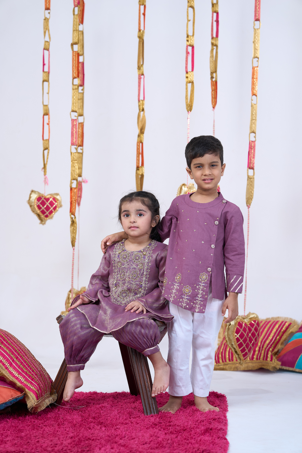 PURPLE HANDWORK KURTA AND BALLOON PANTS
