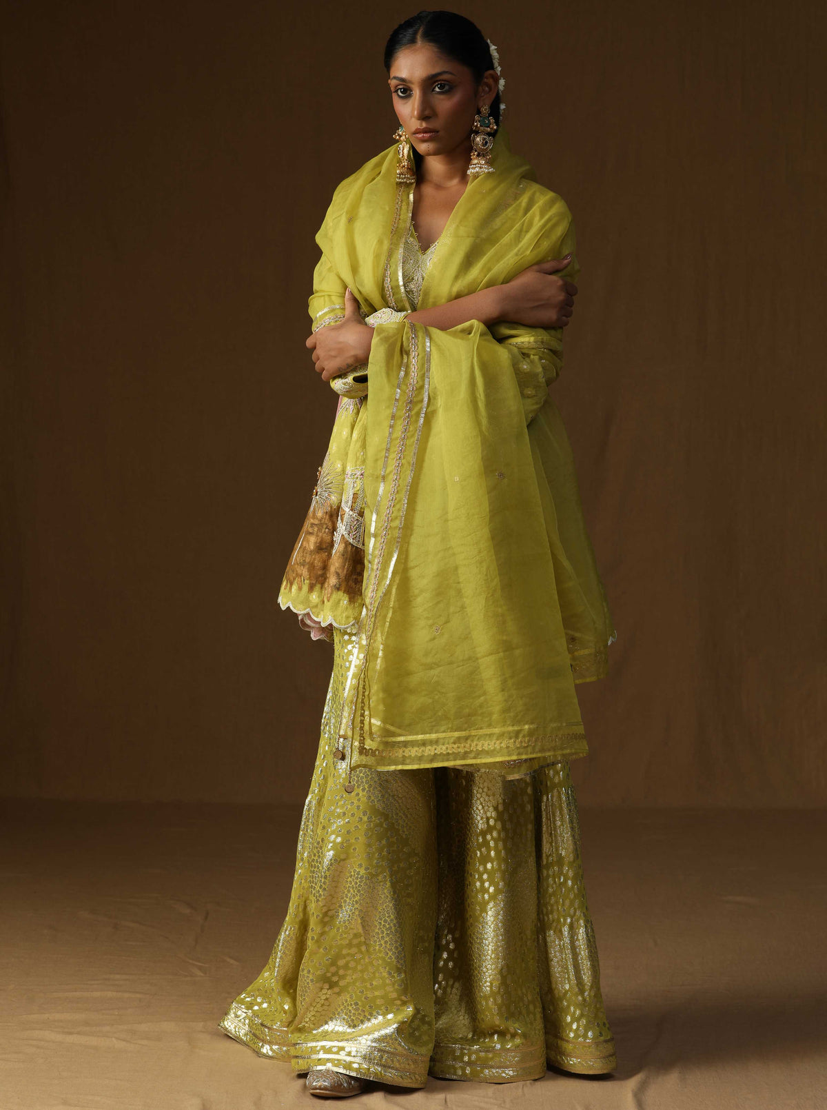 Noor Gul lime  Sharara Set