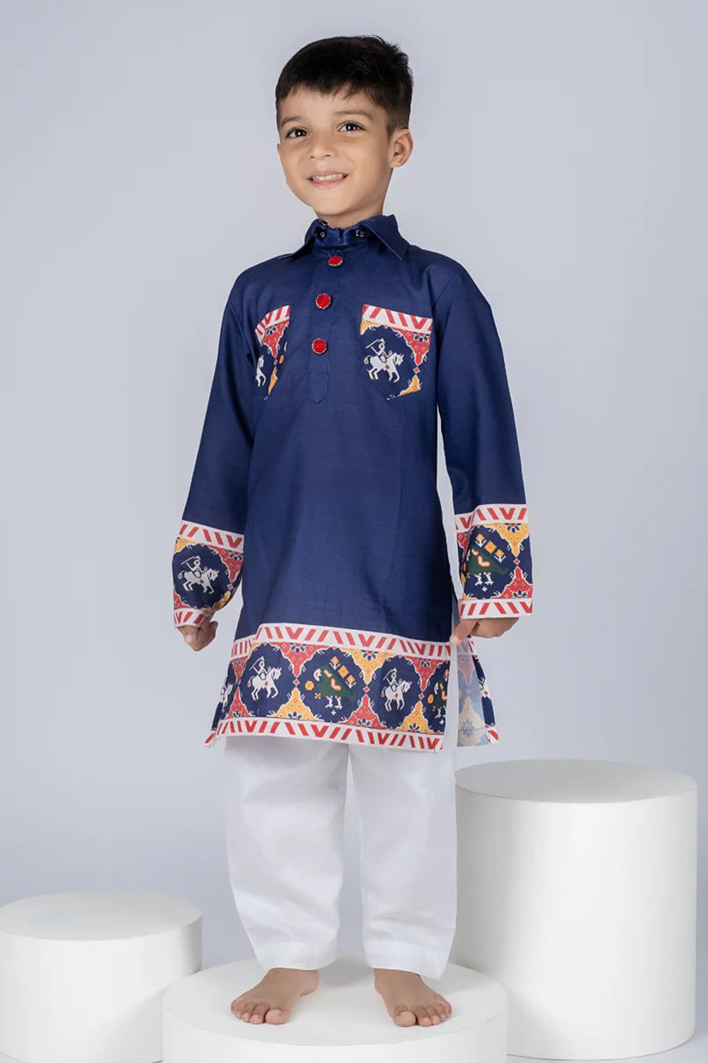 BLUE PATOLA KURTA SET