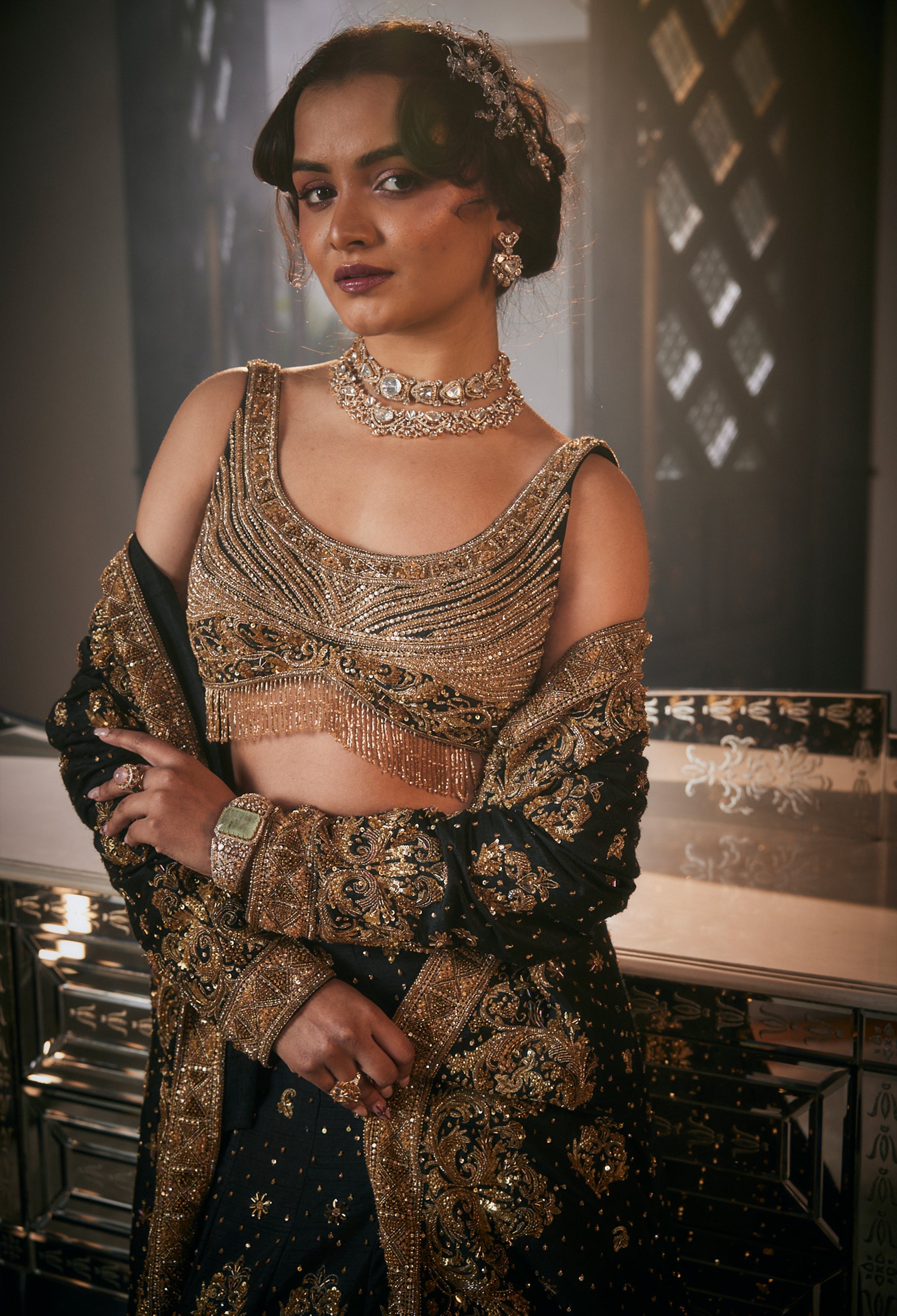 CY Amit GT Mystique Mirage Embroidered Lehenga Set Closeup 1