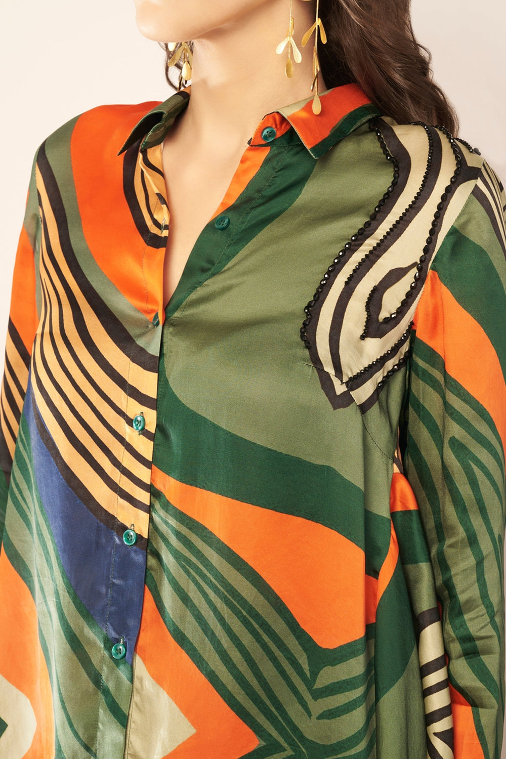 Green/Orange High Low Top