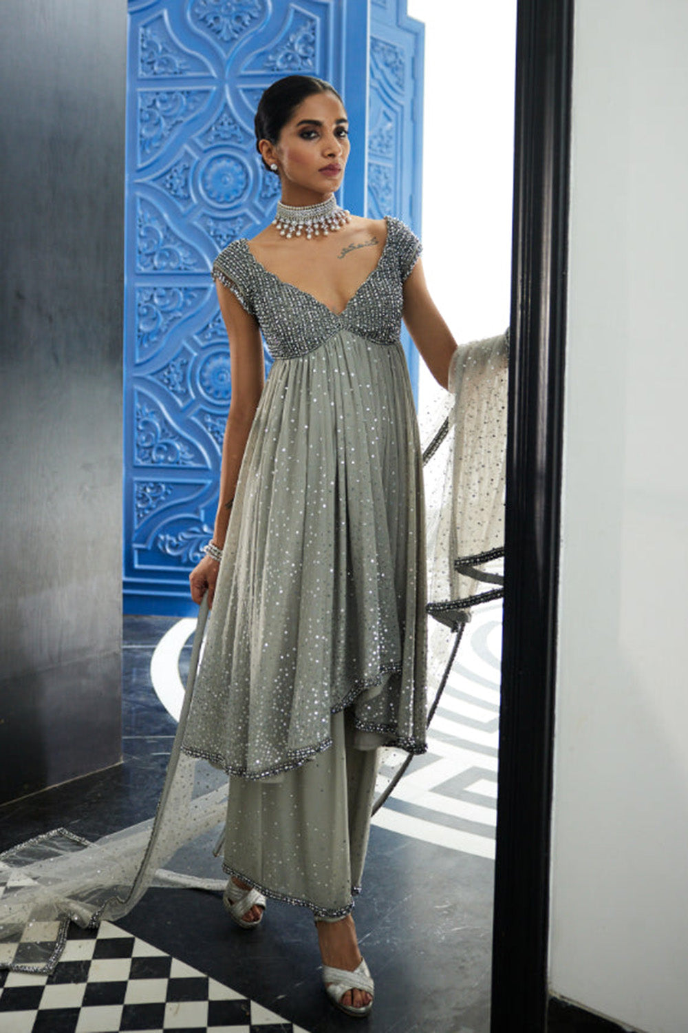 Crystal Grey Kurta Set