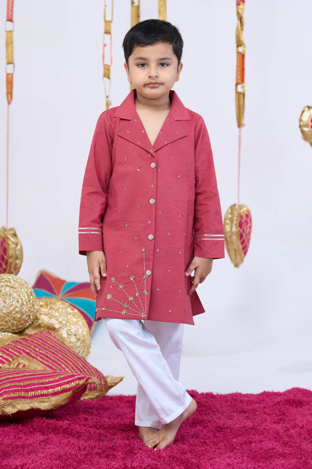 RUST HANDWORK KURTA SET