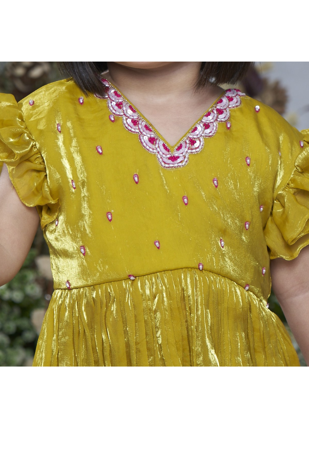 YELLOW PINK SHARARA SET