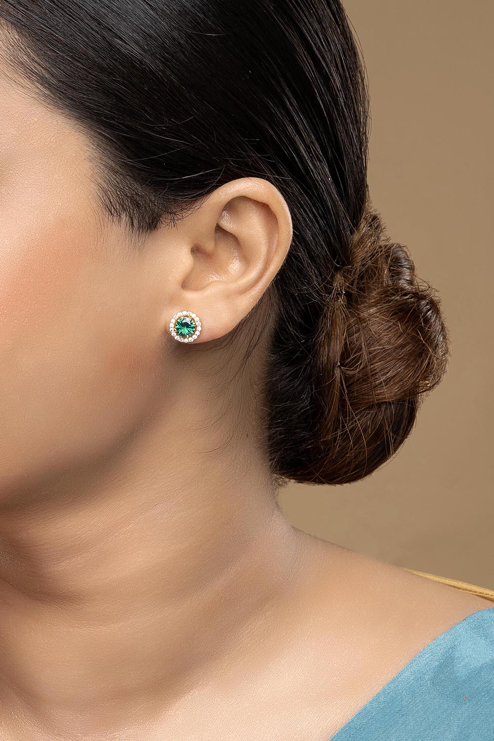 925 Silver Faux emerald studs