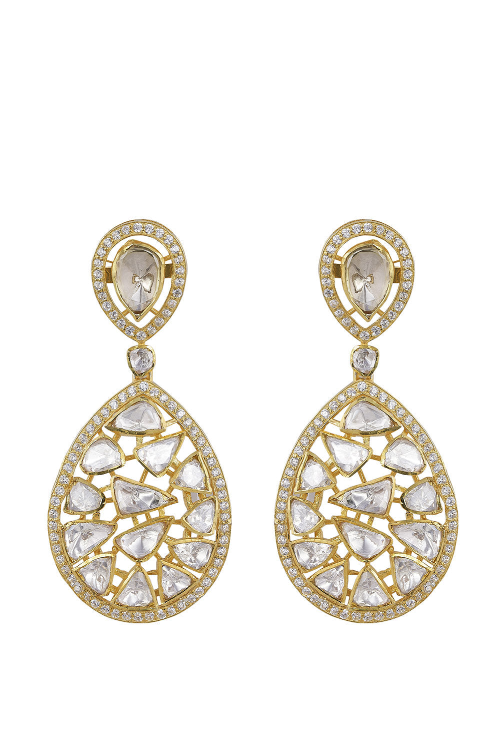 925 Silver Moissanite Polki Spiti Earrings