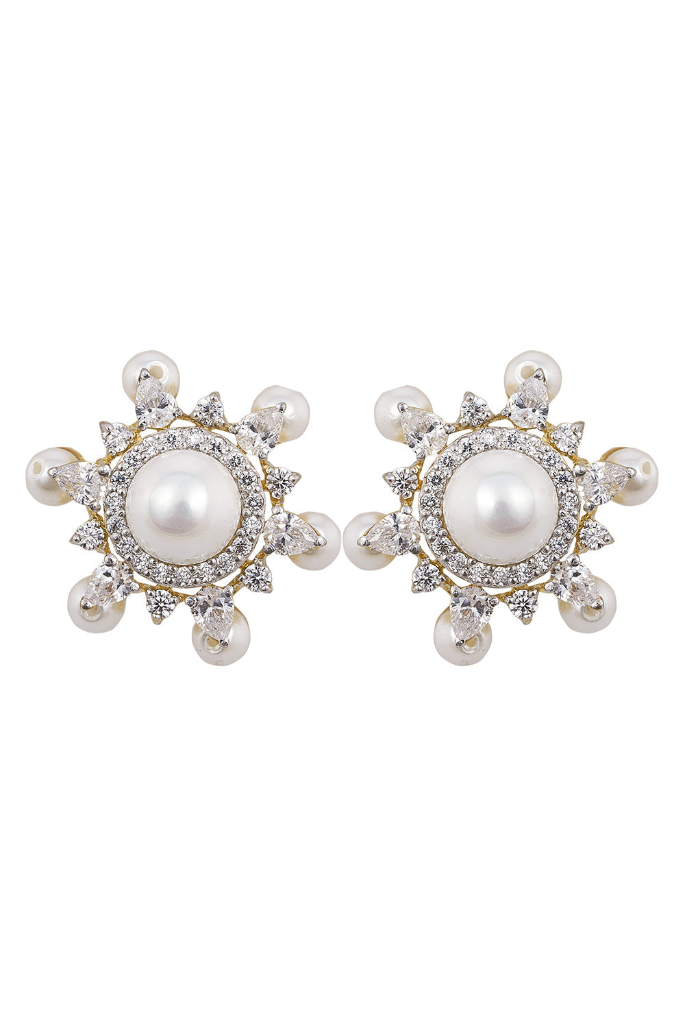 925 Silver Plumeria Pearl Earrings