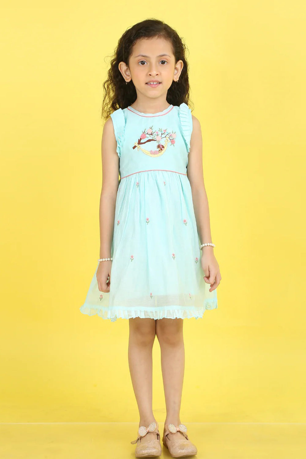 LIGHT AQUA FLOWER  DRESS