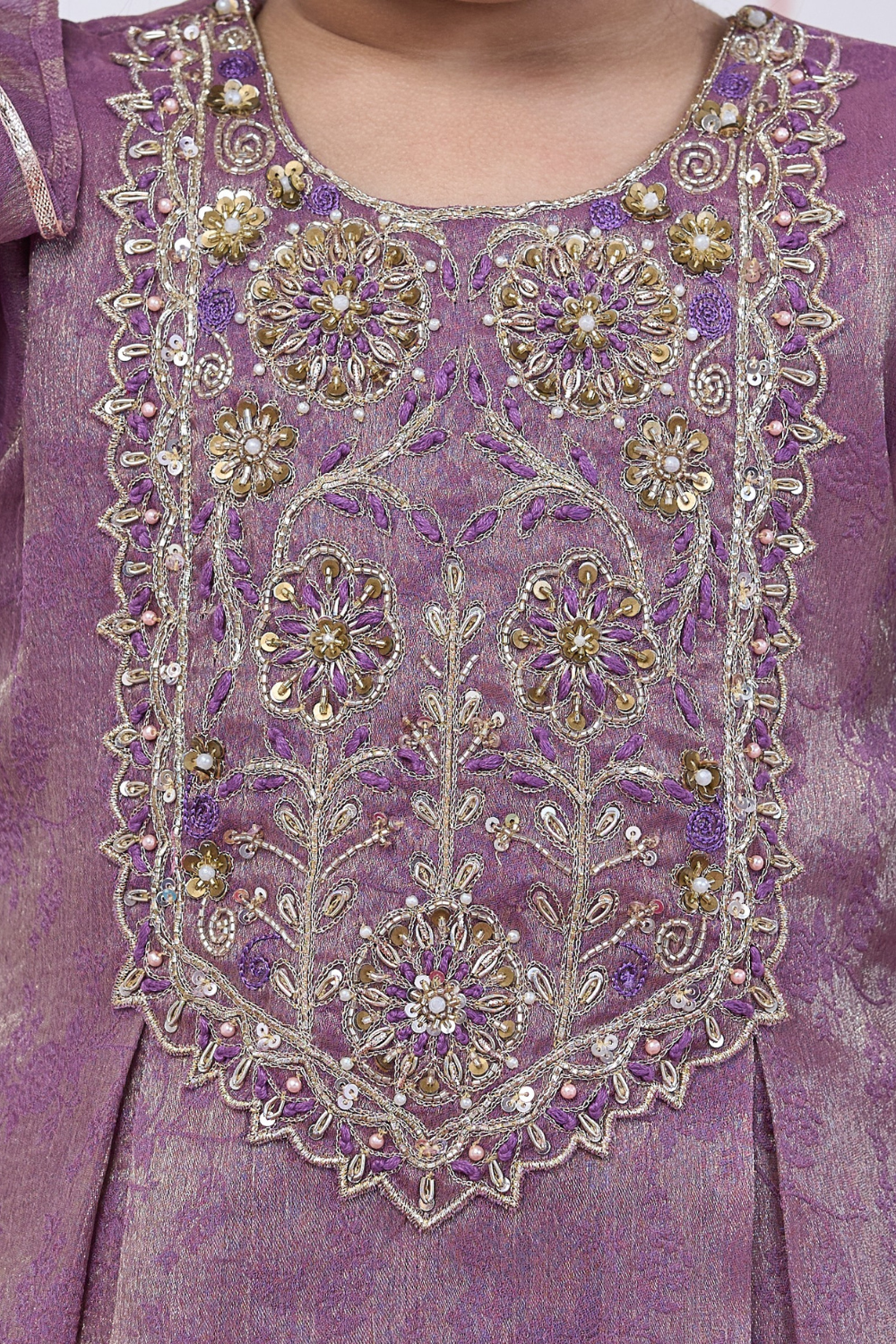 PURPLE HANDWORK KURTA AND BALLOON PANTS