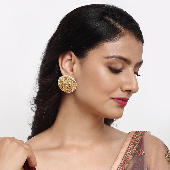 White Kundan Earrings