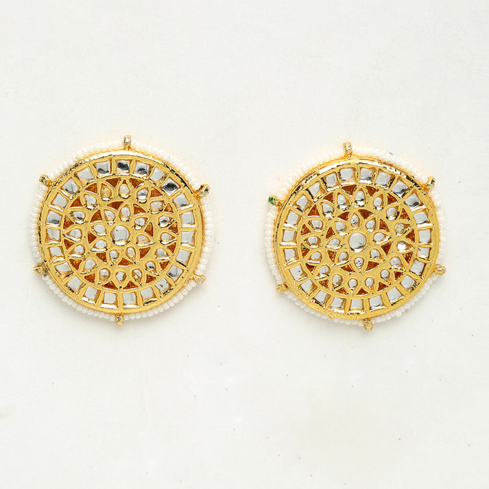 White Kundan Earrings