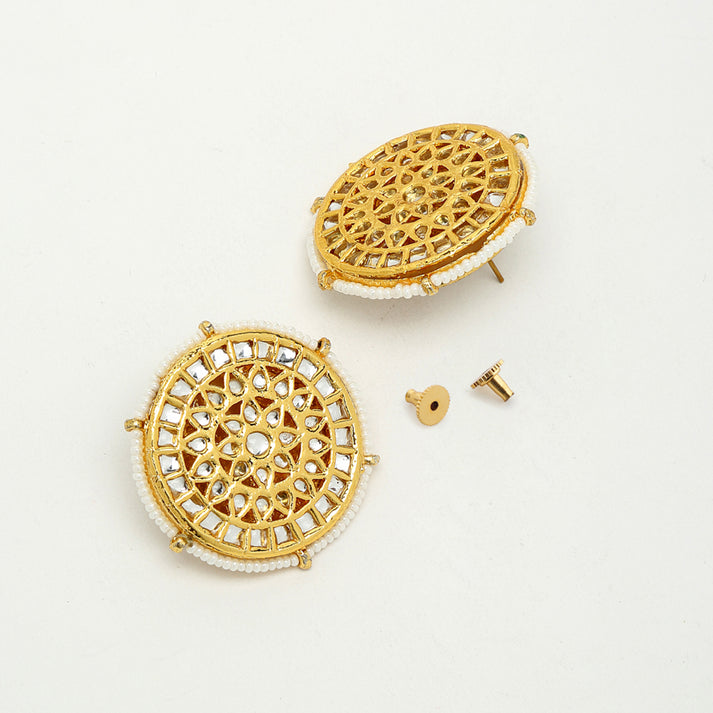 White Kundan Earrings