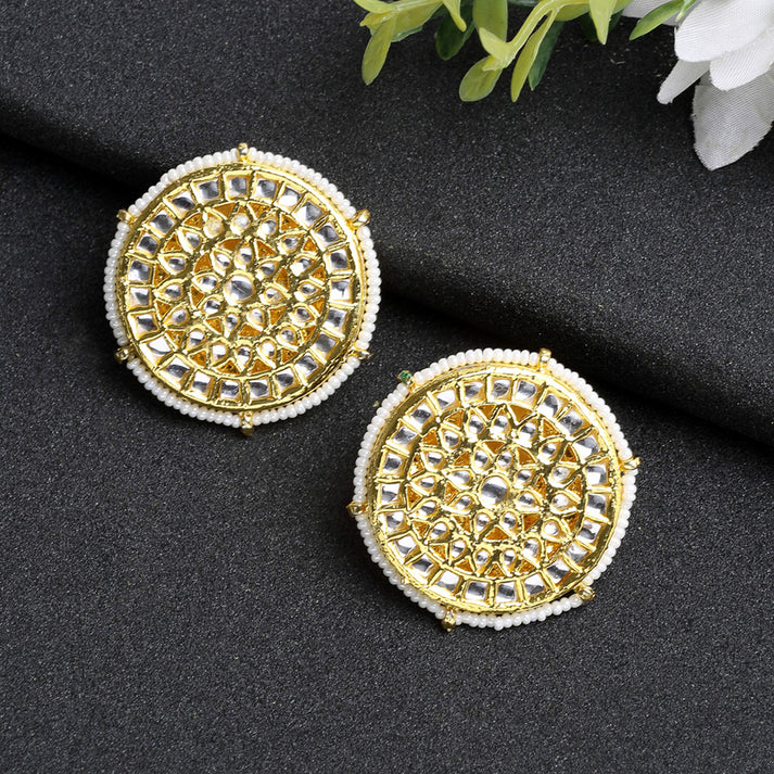 White Kundan Earrings