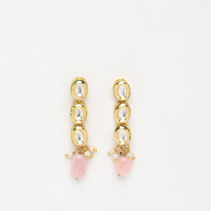 Kundan And Pink Pearl Earrings