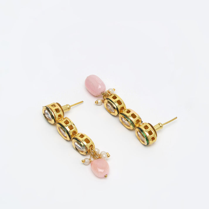 Kundan And Pink Pearl Earrings