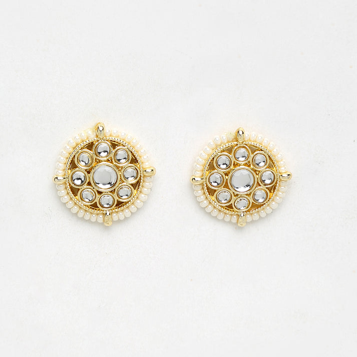White Kundan Studs