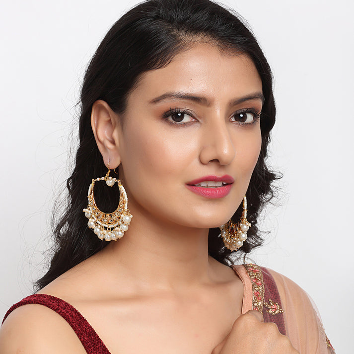 Kundan & White Pearl Earrings