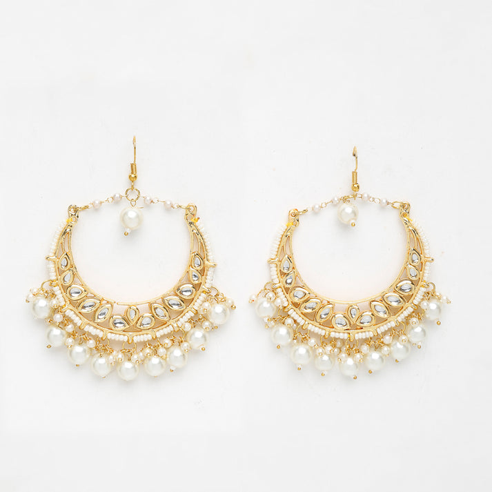 Kundan & White Pearl Earrings