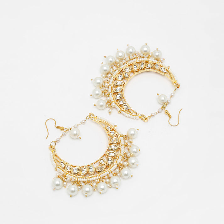 Kundan & White Pearl Earrings