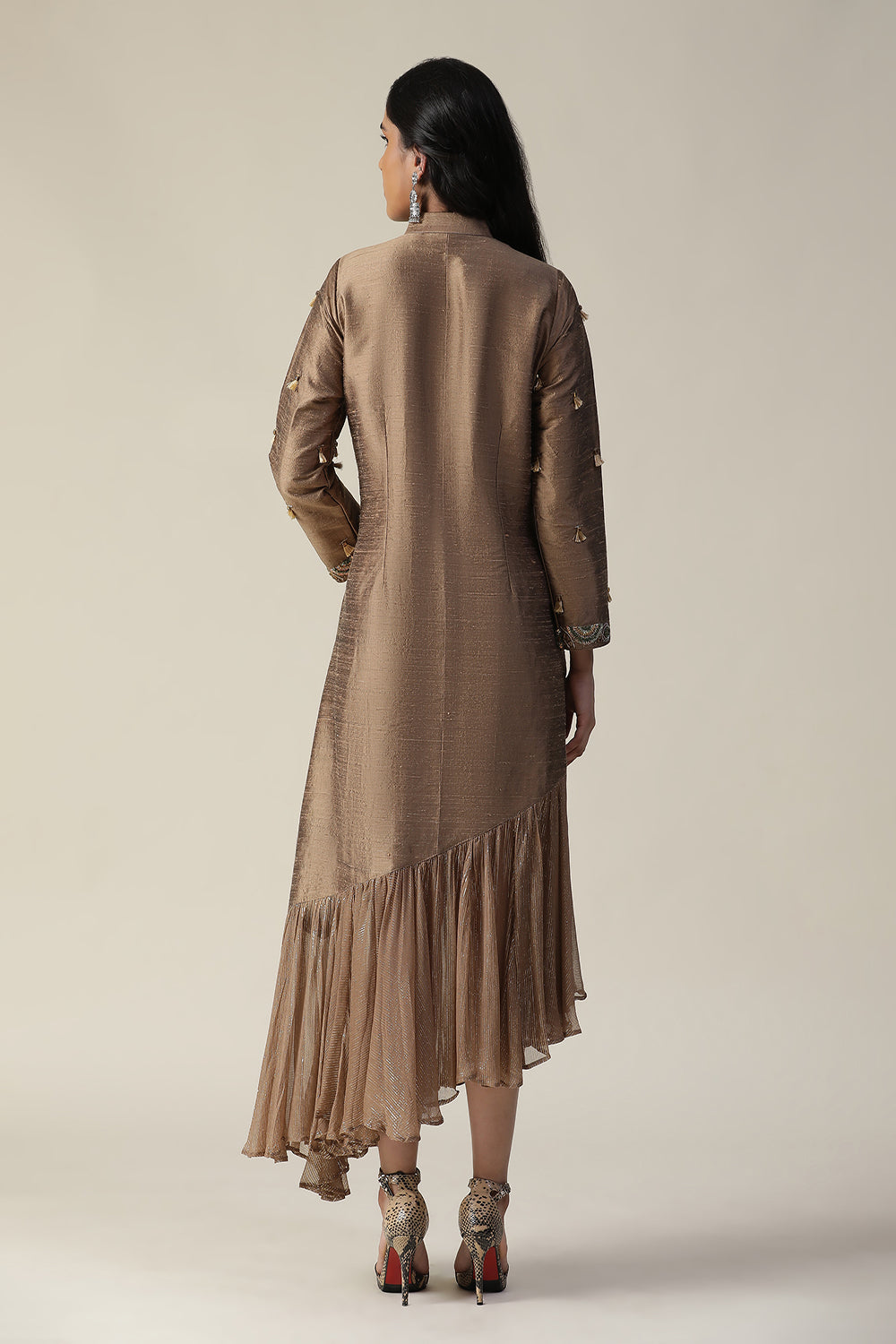 Cocoa Brown  Raw Silk Tunic - Auraya Fashion -  - #tag1# - #tag2# - #tag3# - #tag3#