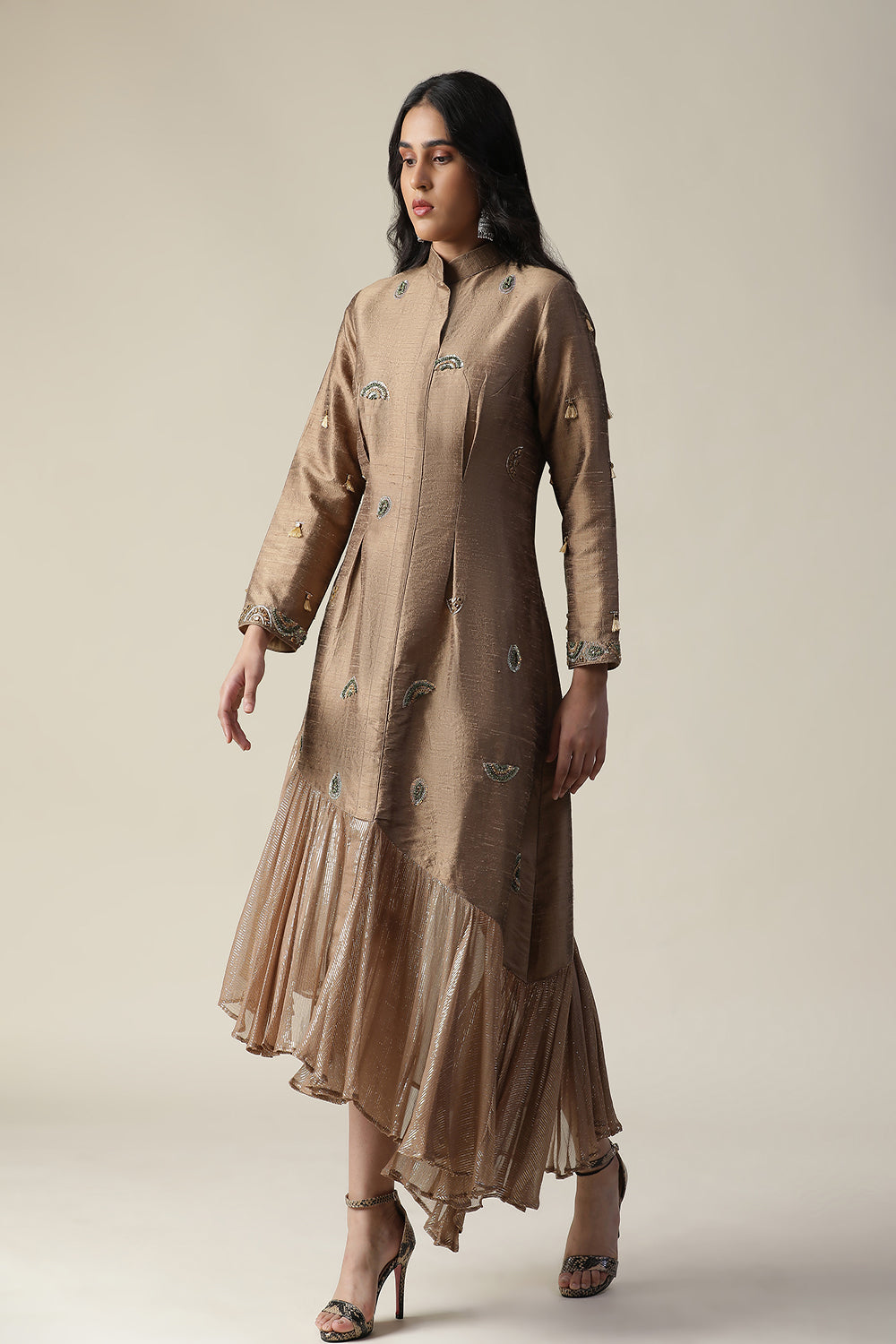 Cocoa Brown  Raw Silk Tunic - Auraya Fashion -  - #tag1# - #tag2# - #tag3# - #tag3#