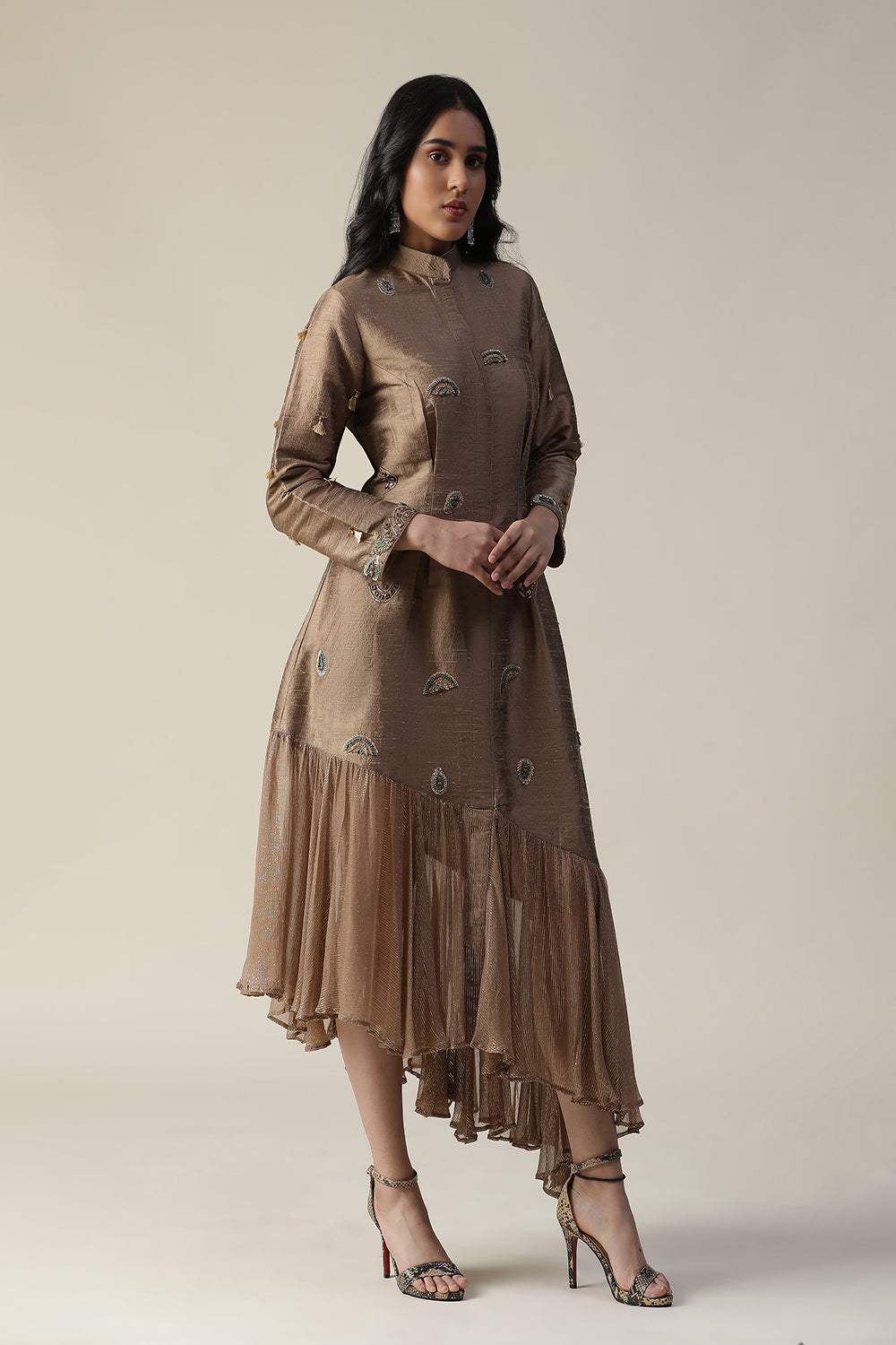 Cocoa Brown  Raw Silk Tunic - Auraya Fashion -  - #tag1# - #tag2# - #tag3# - #tag3#