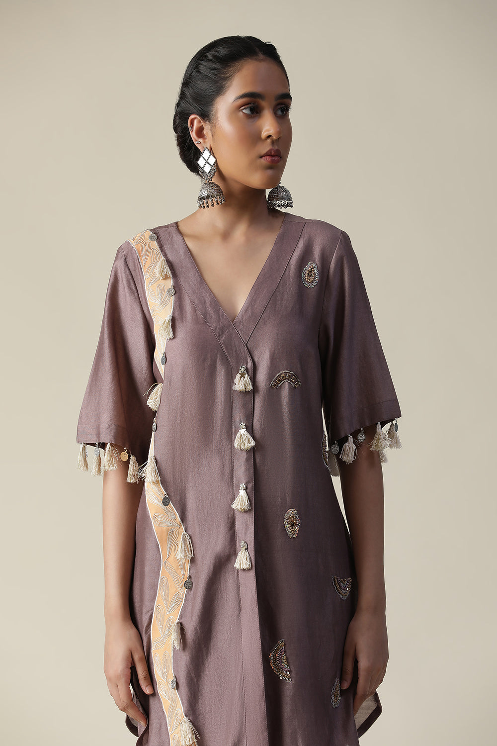 Deep Taupe Hand Painted Cord Set - Auraya Fashion -  - #tag1# - #tag2# - #tag3# - #tag3#